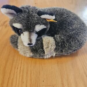 Vintage Steiff Raccoon Plush Stuffed Toy Small Gray Brown West Germany 2060/0